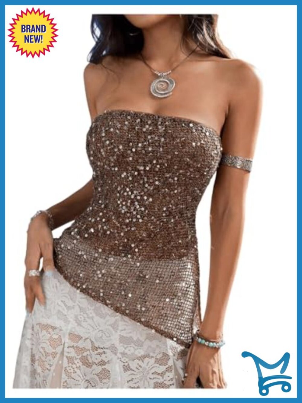 Sparkle Sequin Strapless Asymmetrical Tube Top Fitted Party Clubwear